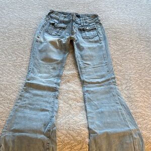 Aeropostale Light Blue Flare Jeans with Front Patch Pockets